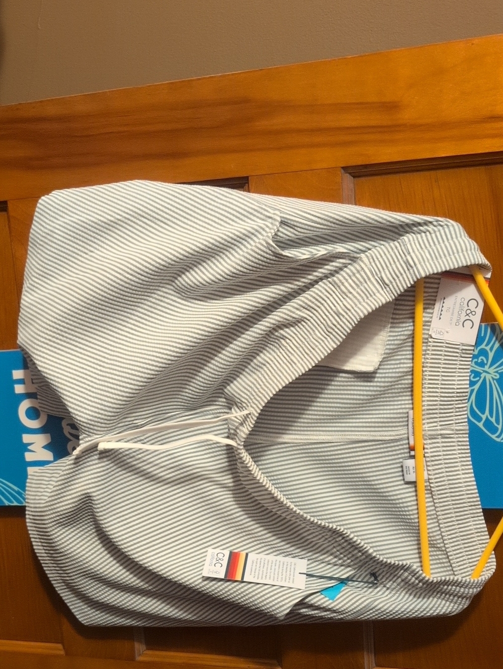 C&C California Blue & White Striped Shorts